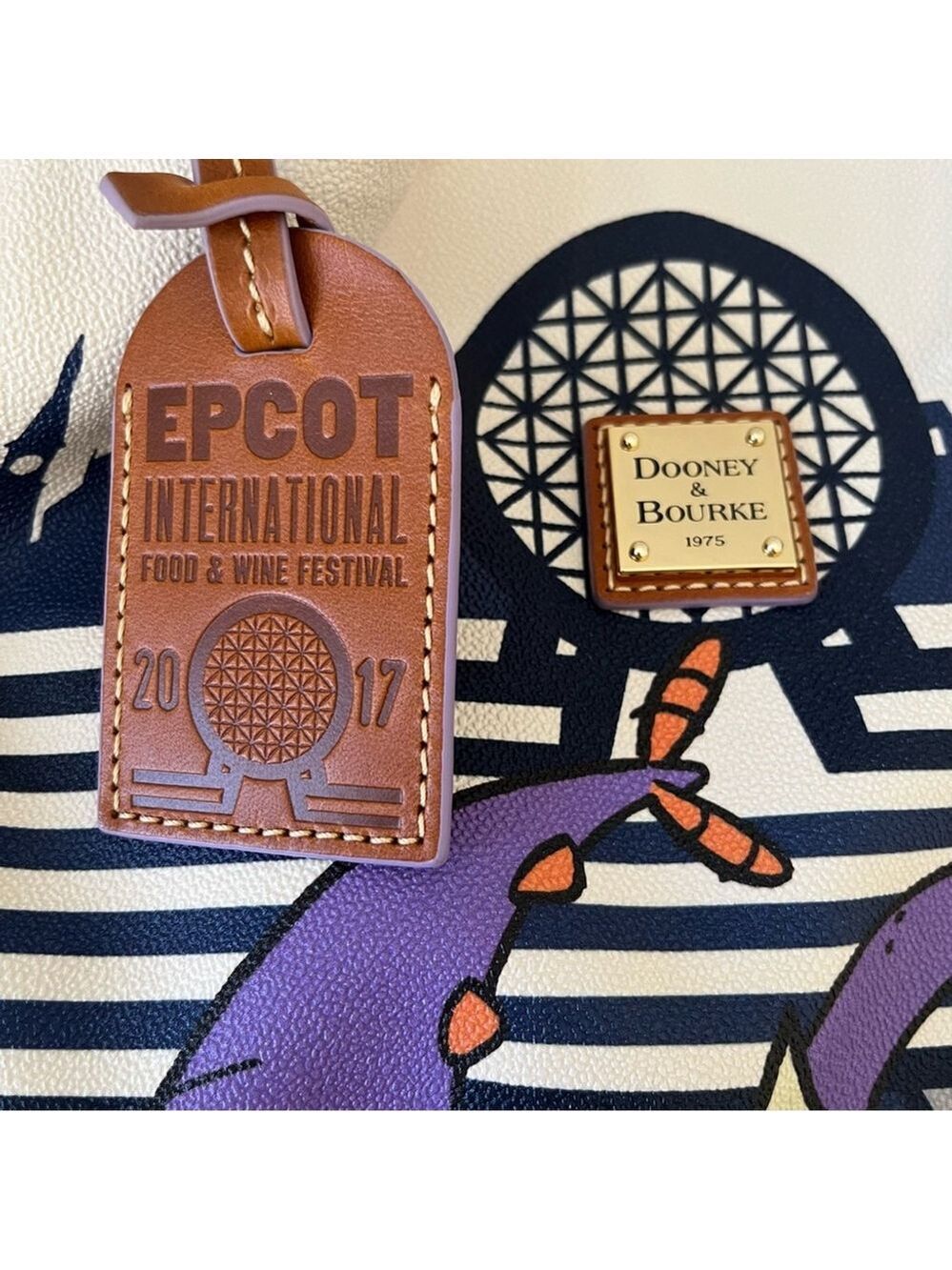 Disney x Dooney & Bourke Epcot Figment Food and Wine Festival large shopper tote - Picture 6 of 13